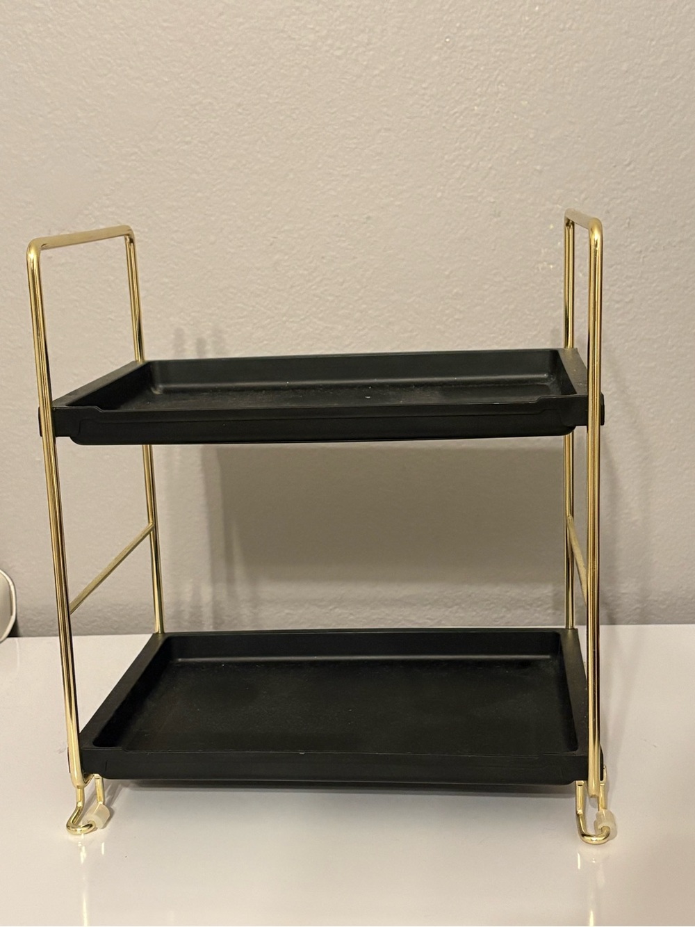 Two-Tier Black Tray Organizer with Gold Frame